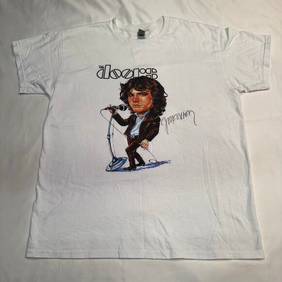 The Doors Jim Morrison Caricature T-Shirt Size M Gildan Heavy Cotton Band Tee - Picture 1 of 5